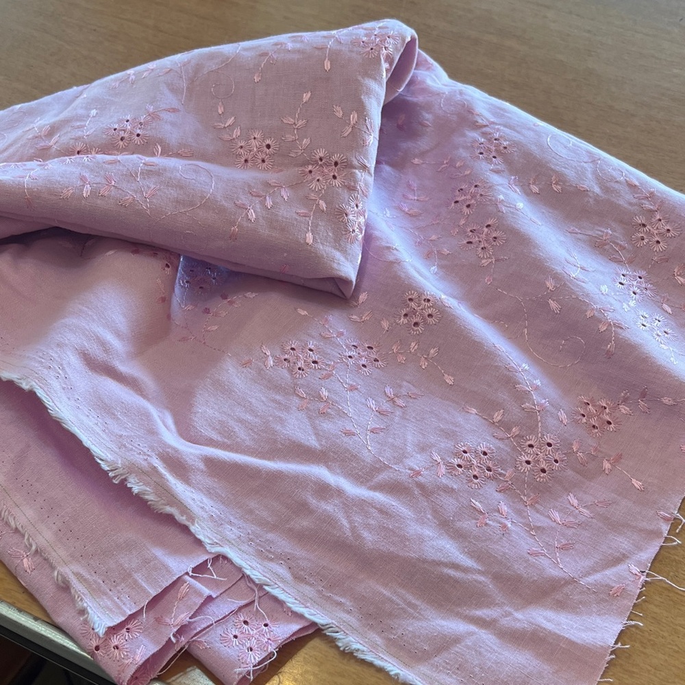 Pink Embroidered Fabric